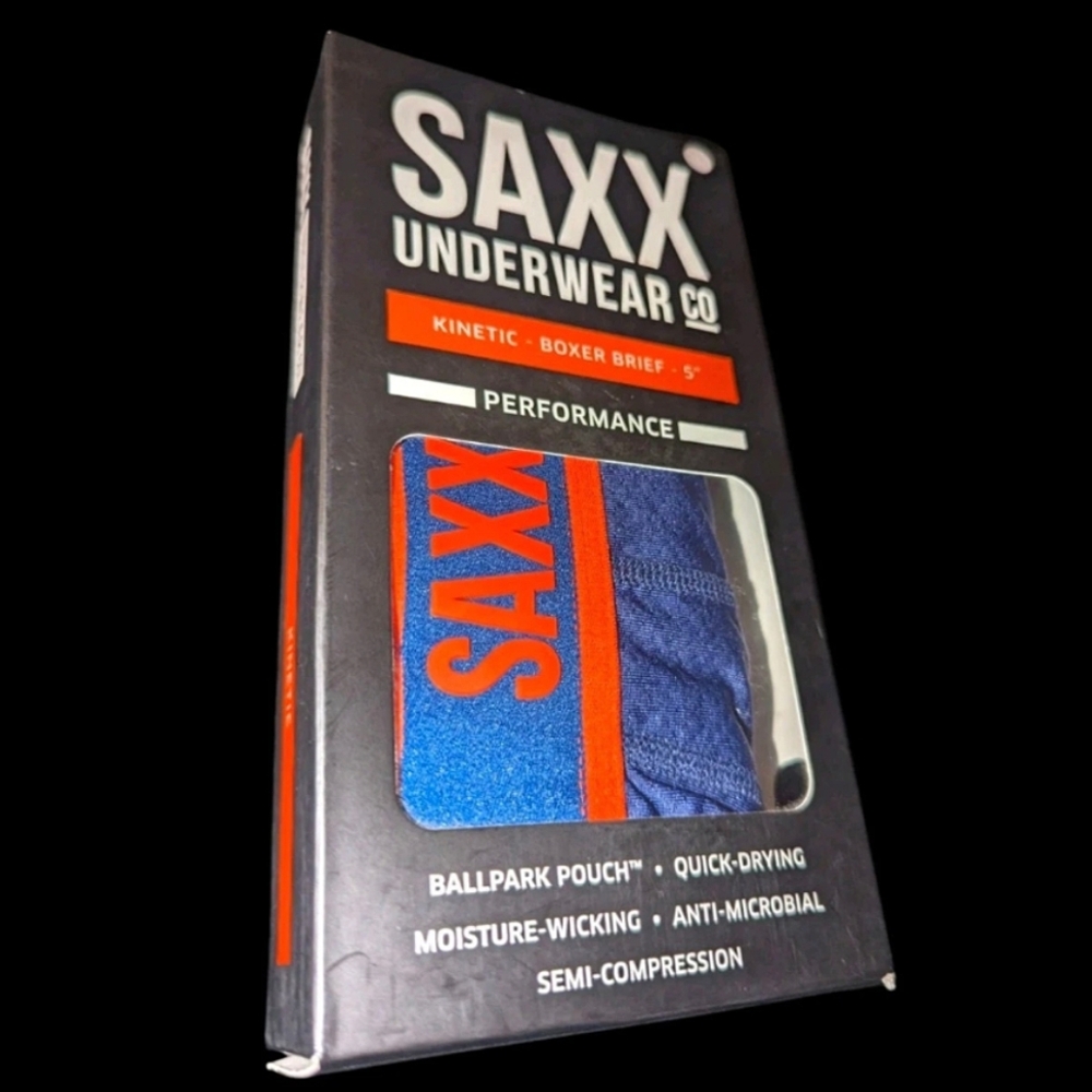 SAXX Underwear KINETIC Boxer Briefs Performance 5" L 36-38 Semi-Compression LTD